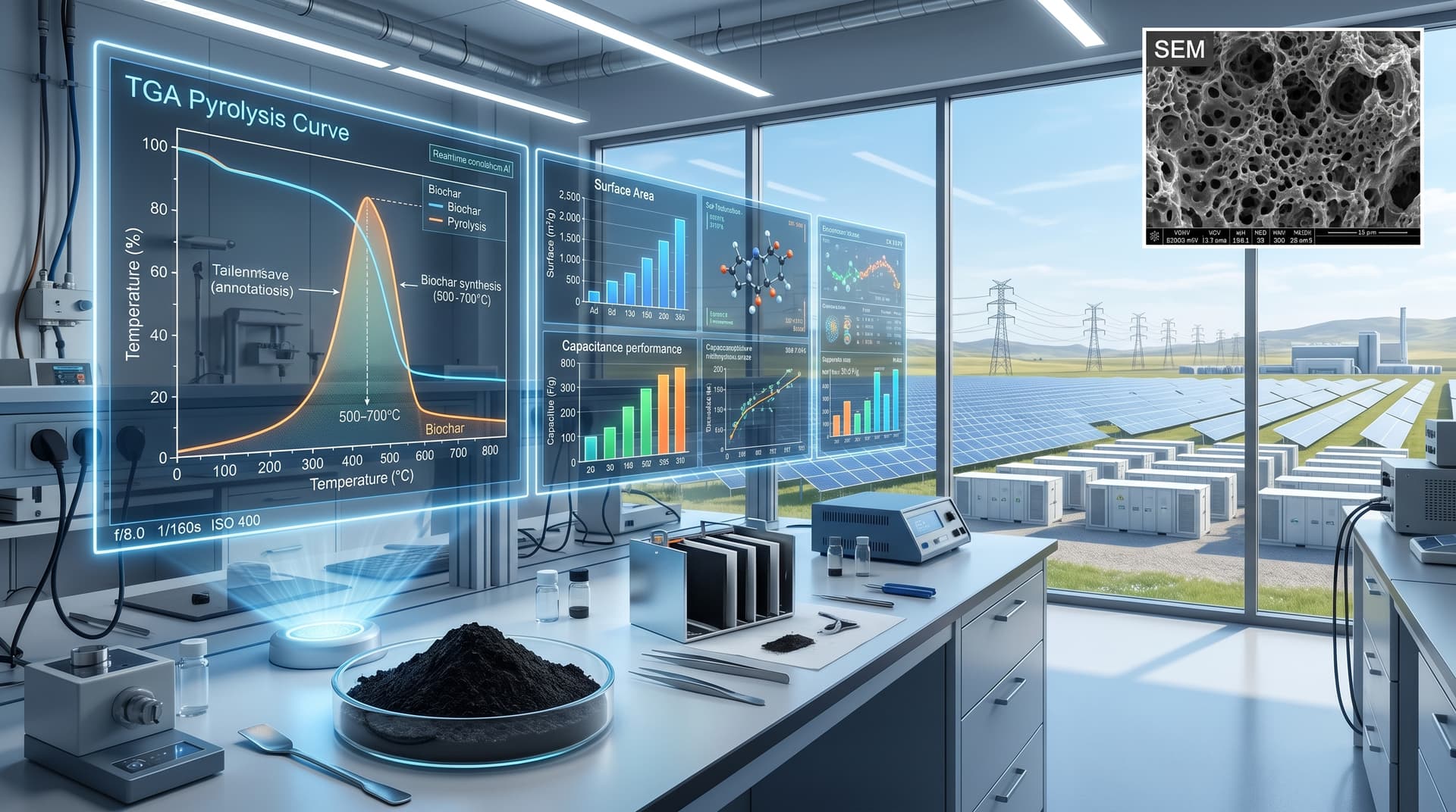AI-Optimized Biochar Hits 300 F/g Capacitance for Grid Storage
